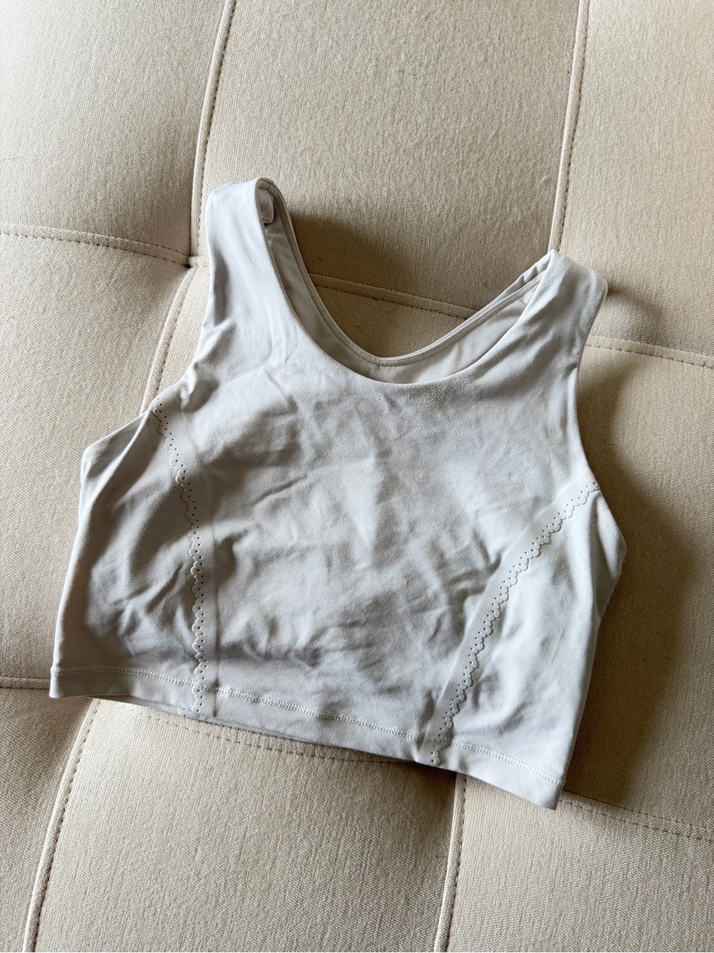 Lululemon White Scoop Neck Crop Tank Top